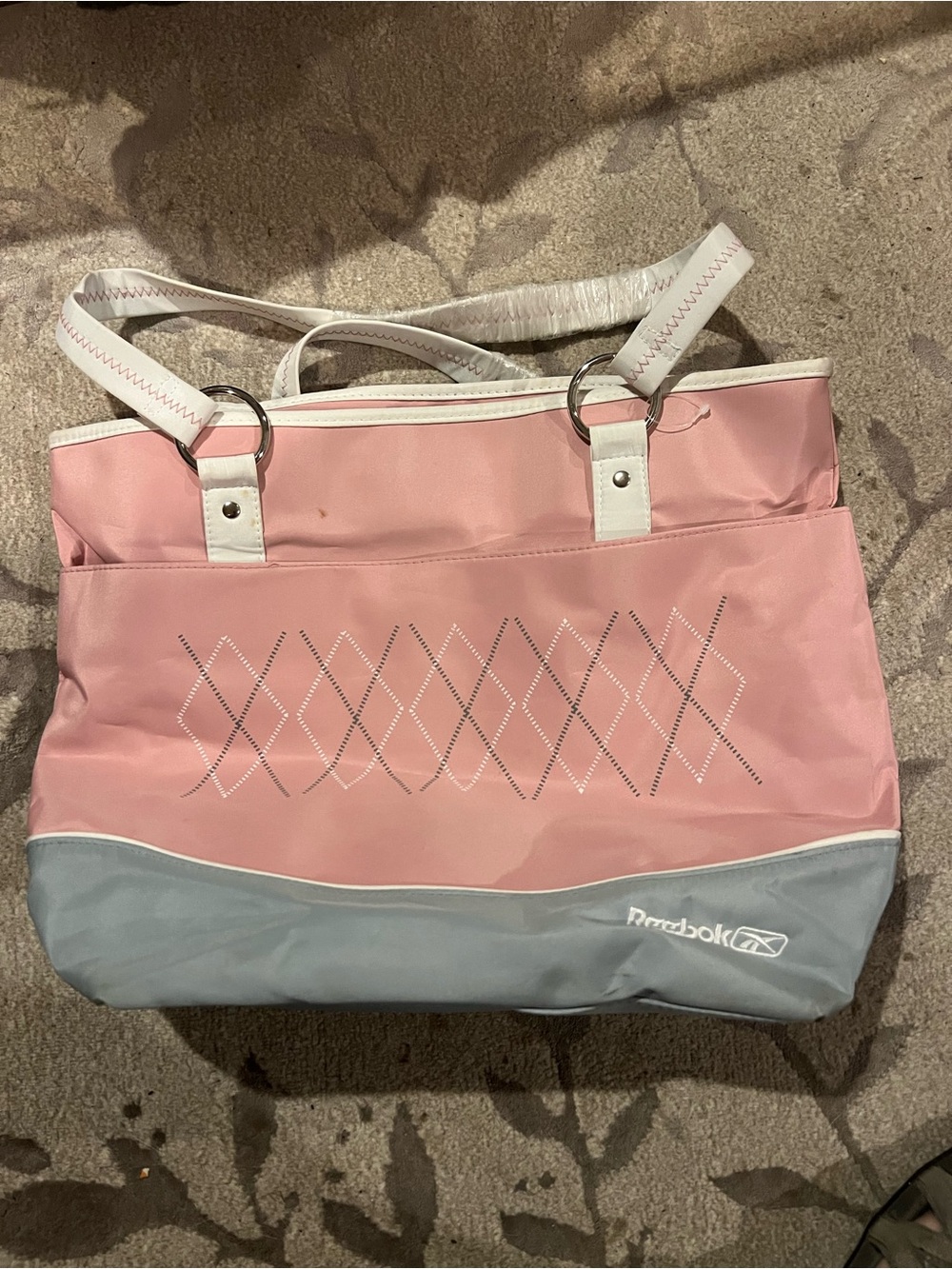 Reebok Pink and Gray Quilted-Accent Women's Tote